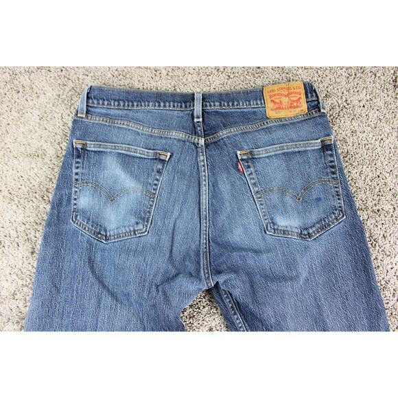 Levis 505 Jeans Mens 36X32 Blue Regular Fit Mid Rise Straight Leg Denim Pants - Picture 9 of 10
